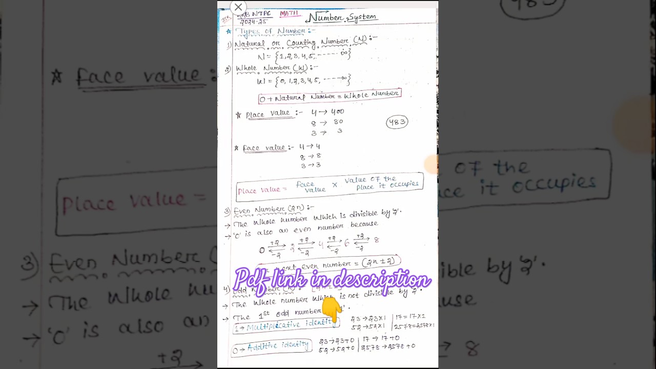 🔥RRB NTPC EXAM CRACKER Handwritten Notes📝 for Number System! @RRB NTPC#shorts #viralshorts#maths#rrb